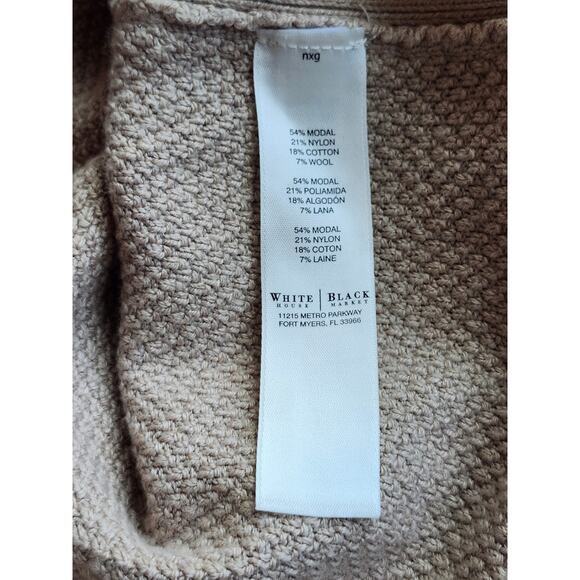 White House Black Market Womens Sweater Cape Beige Oversize Jacket Sz L A0043 - Picture 6 of 6
